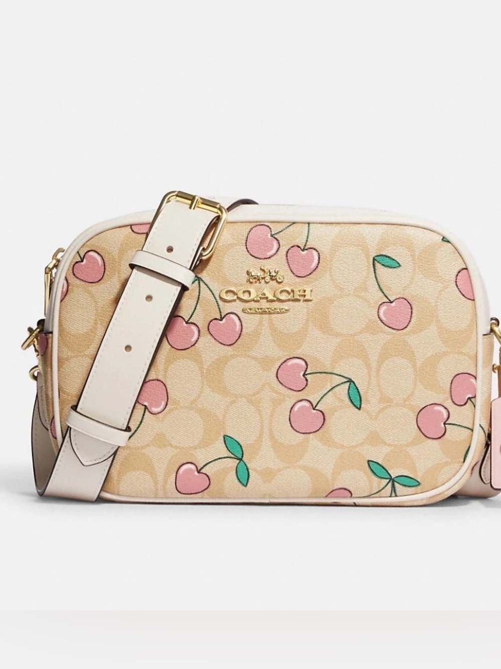 Coach Jamie Camera Bag in Signature Canvas featuring a heart cherry print